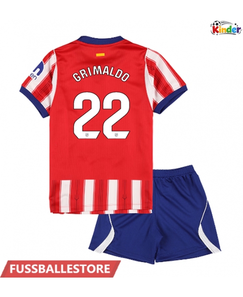 Günstige Atletico Madrid Alejandro Grimaldo #22 Heimtrikotsatz Kinder 2026-27 Kurzarm (+ Kurze Hosen)